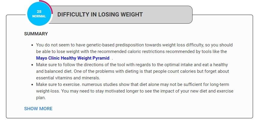 weight loss through dna testing