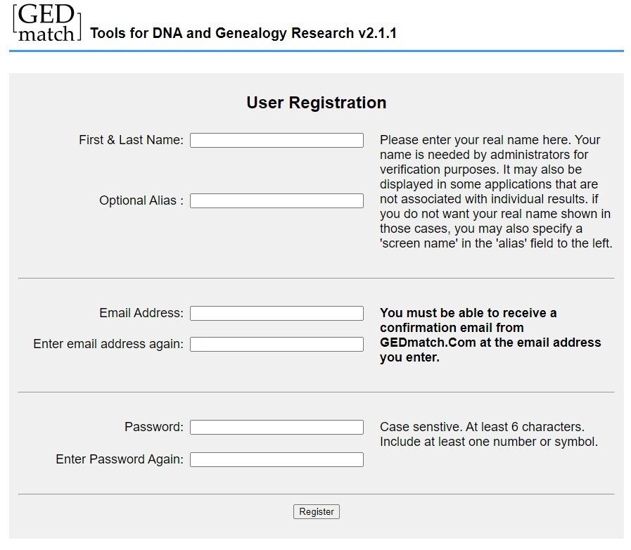 gedmatch registration