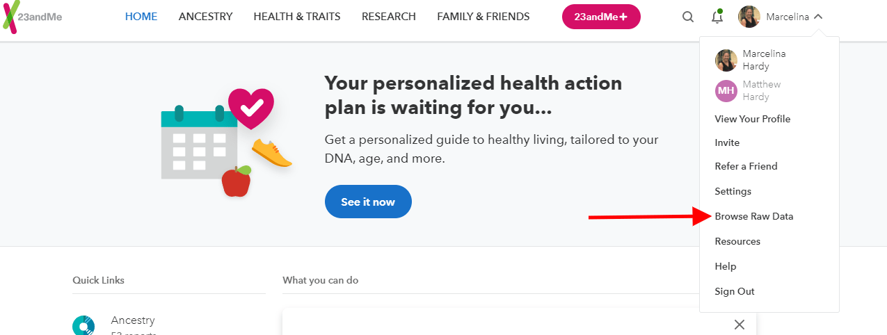 23andme browse raw data