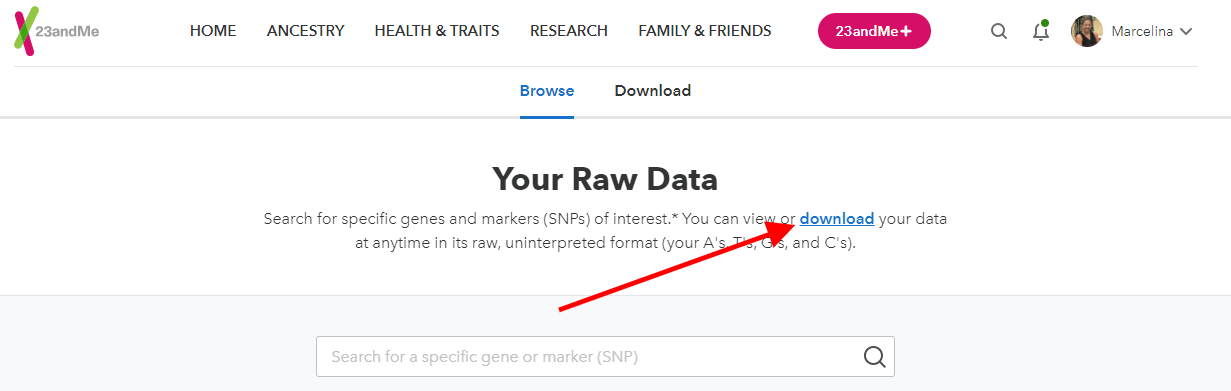 download raw dna data from 23andme