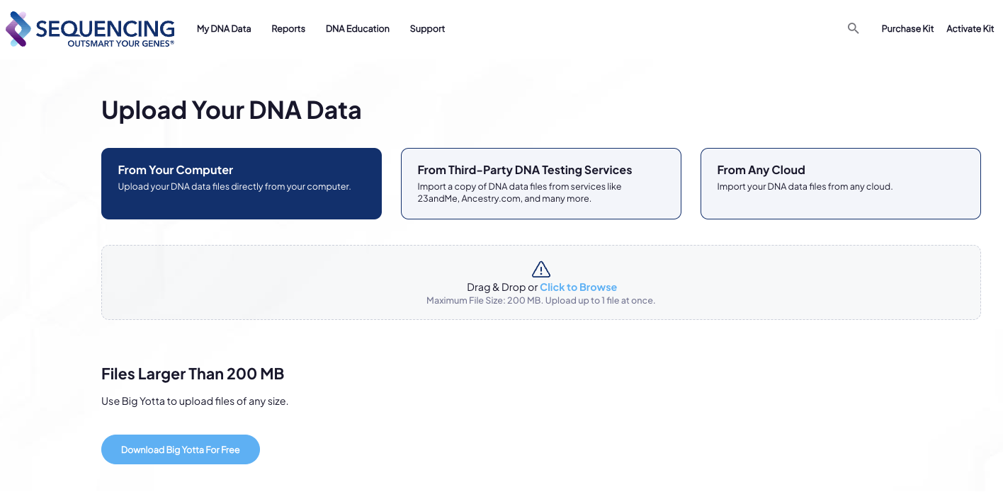 Upload Center from Computer