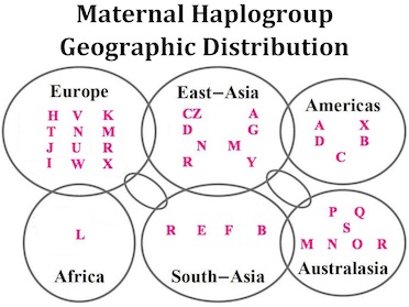 Maternal Haplogroup Geographic Distribution
